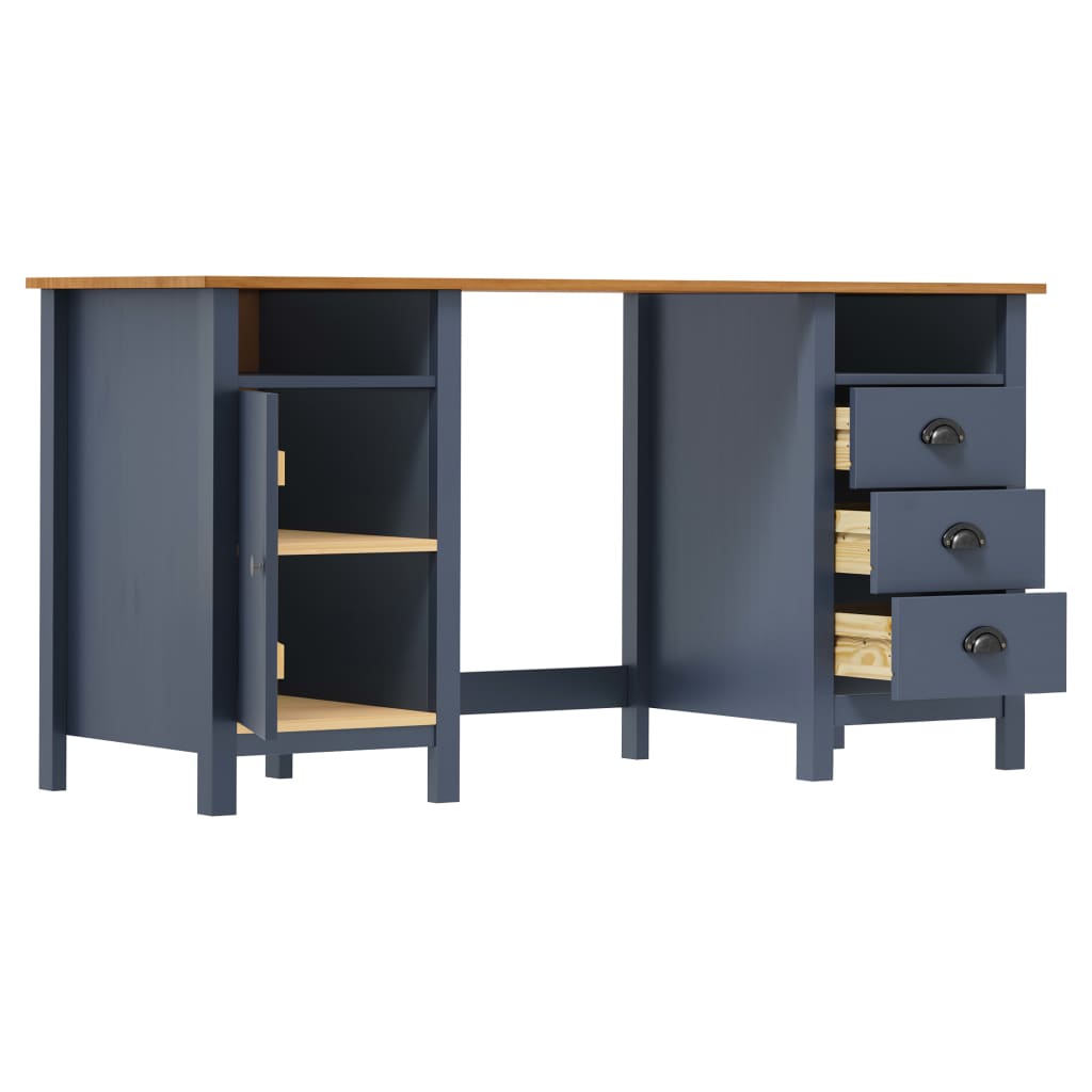 Skrivebord Hill grå 150x50x74 cm heltre furu vidaXL