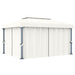 Paviljong med gardin 4x3 m kremhvit aluminium