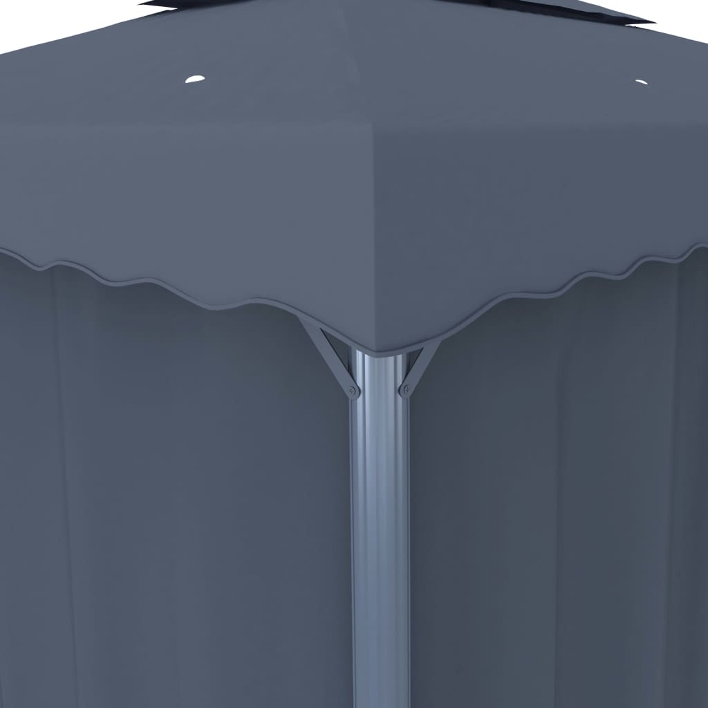 Paviljong med gardin 4x3 m antrasitt aluminium