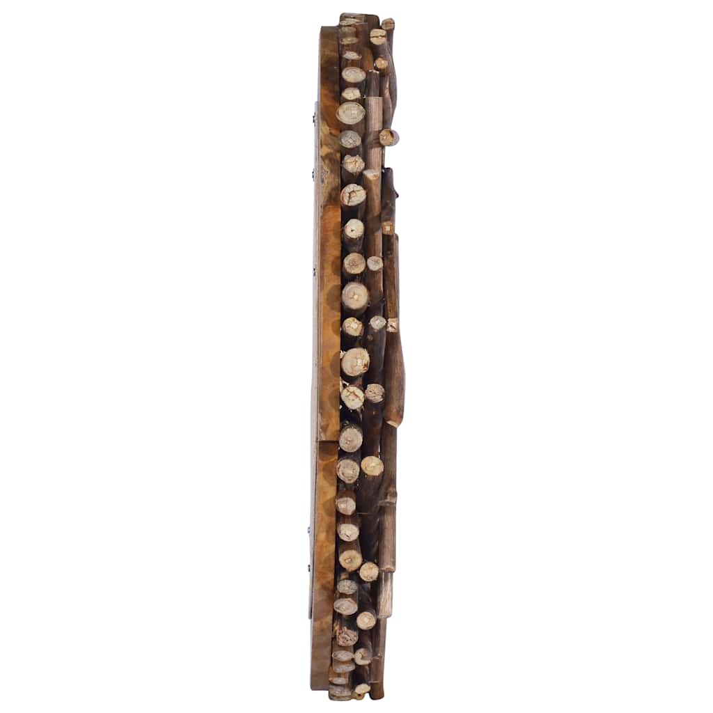 Veggspeil 60 cm teak rund