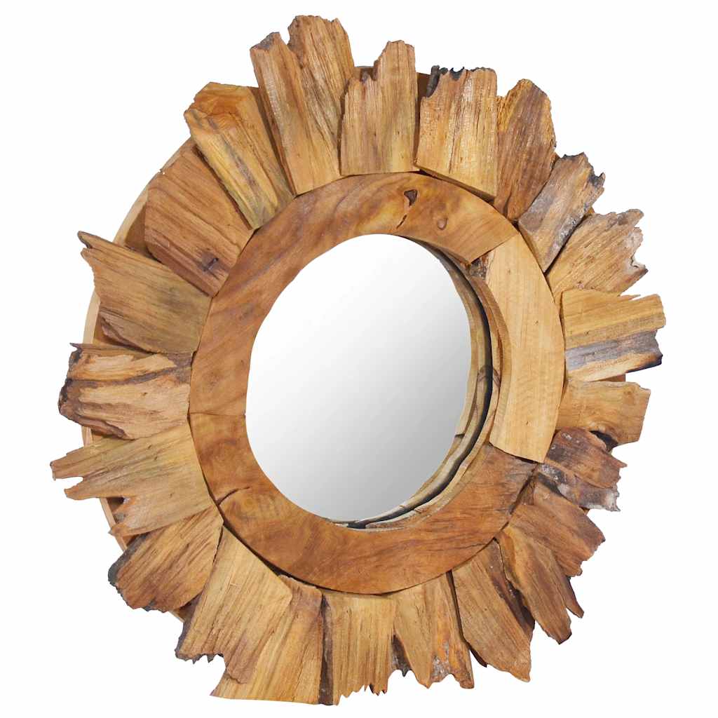Veggspeil 40 cm teak rund