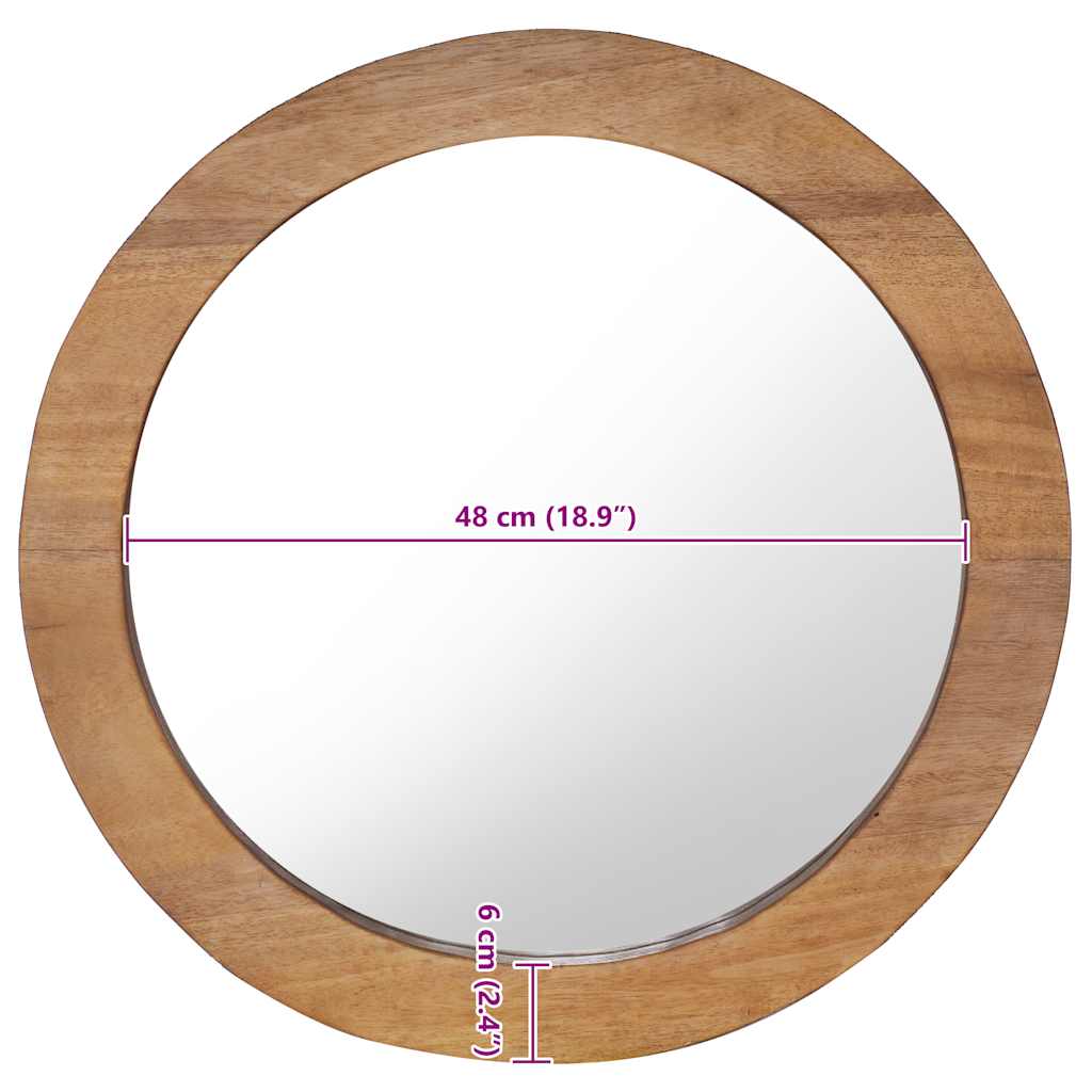 Veggspeil 60 cm teak rund
