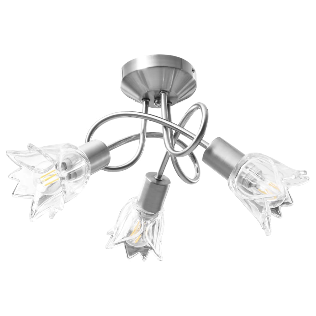 Taklampe gjennomsiktige glasskjermer for 3 E14 lyspærer tulipan
