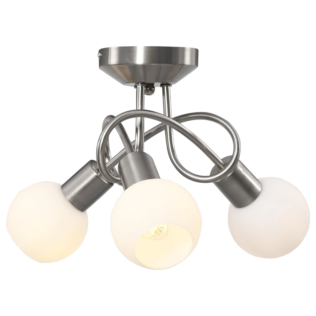 Taklampe keramikkskjermer for 3 E14 lyspærer hvit kule