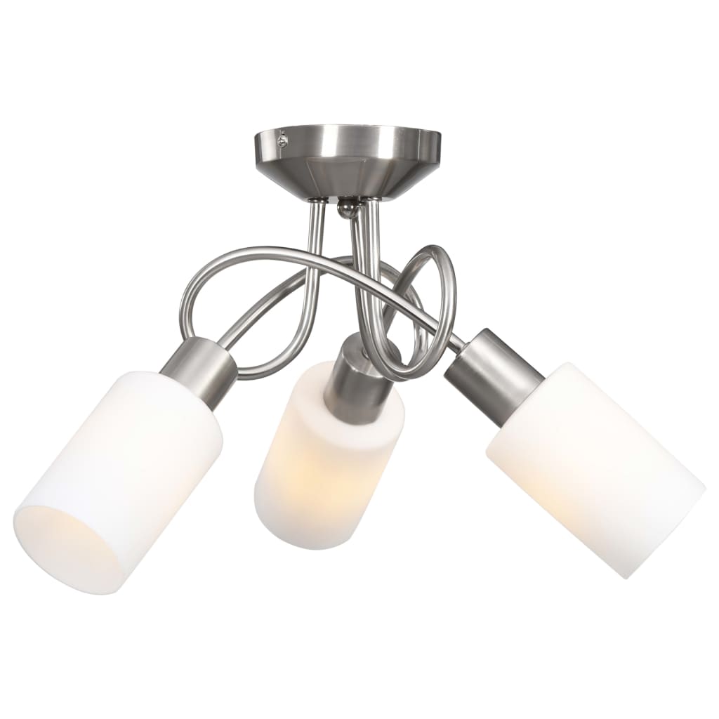 Taklampe keramikkskjermer for 3 E14 lyspærer hvit kjegle