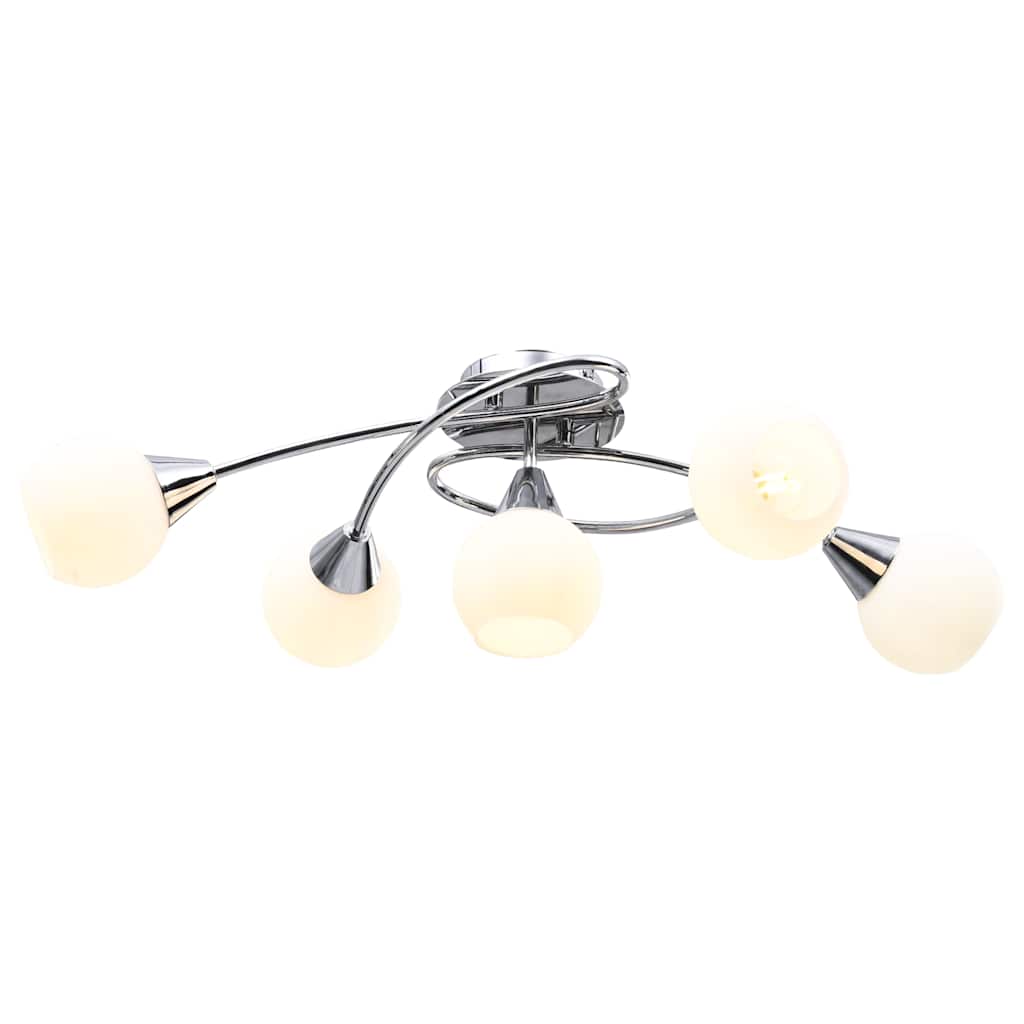 Taklampe keramikkskjermer for 5 E14 lyspærer hvit kule