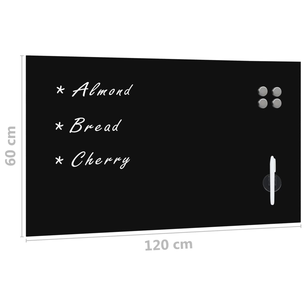 Veggmontert magnetisk tavle glass 120x60 cm