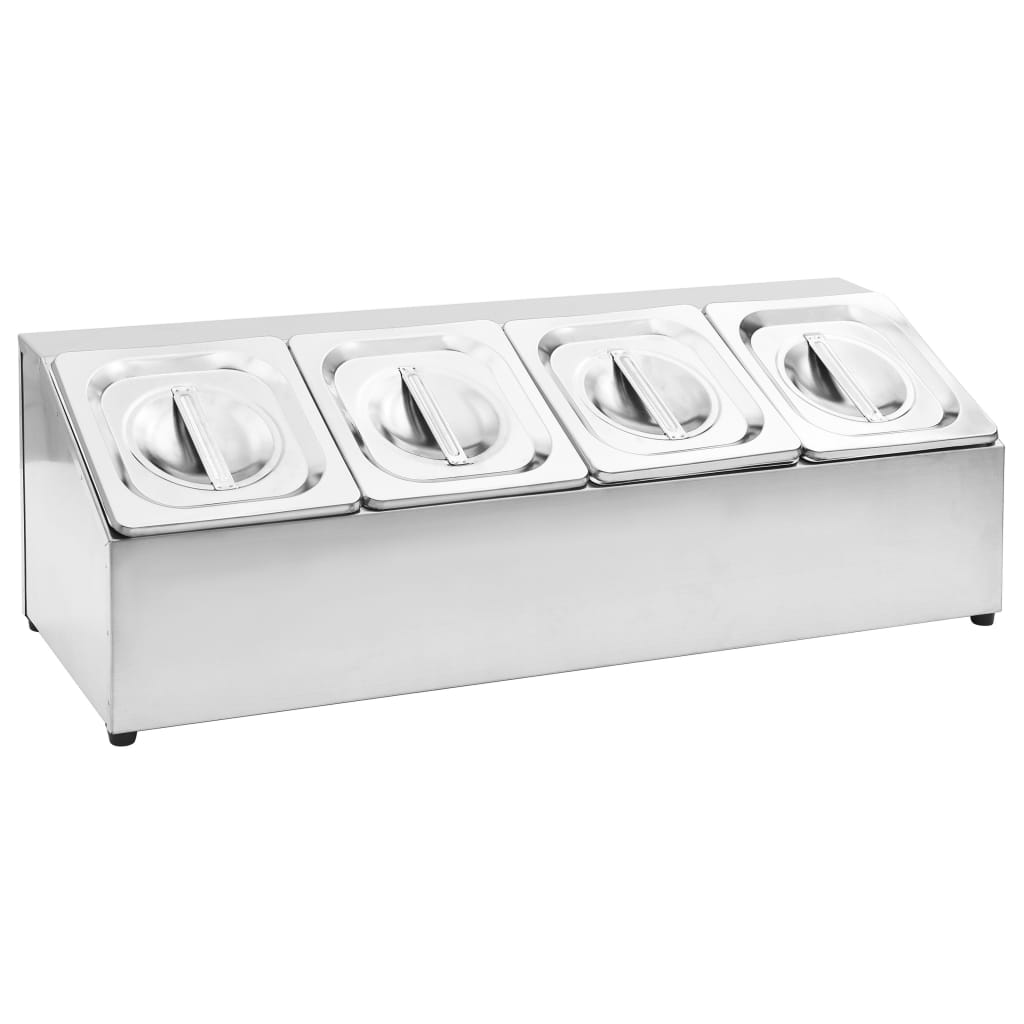 GN-beholder med 4 GN 1/6 beholdere rustfritt stål