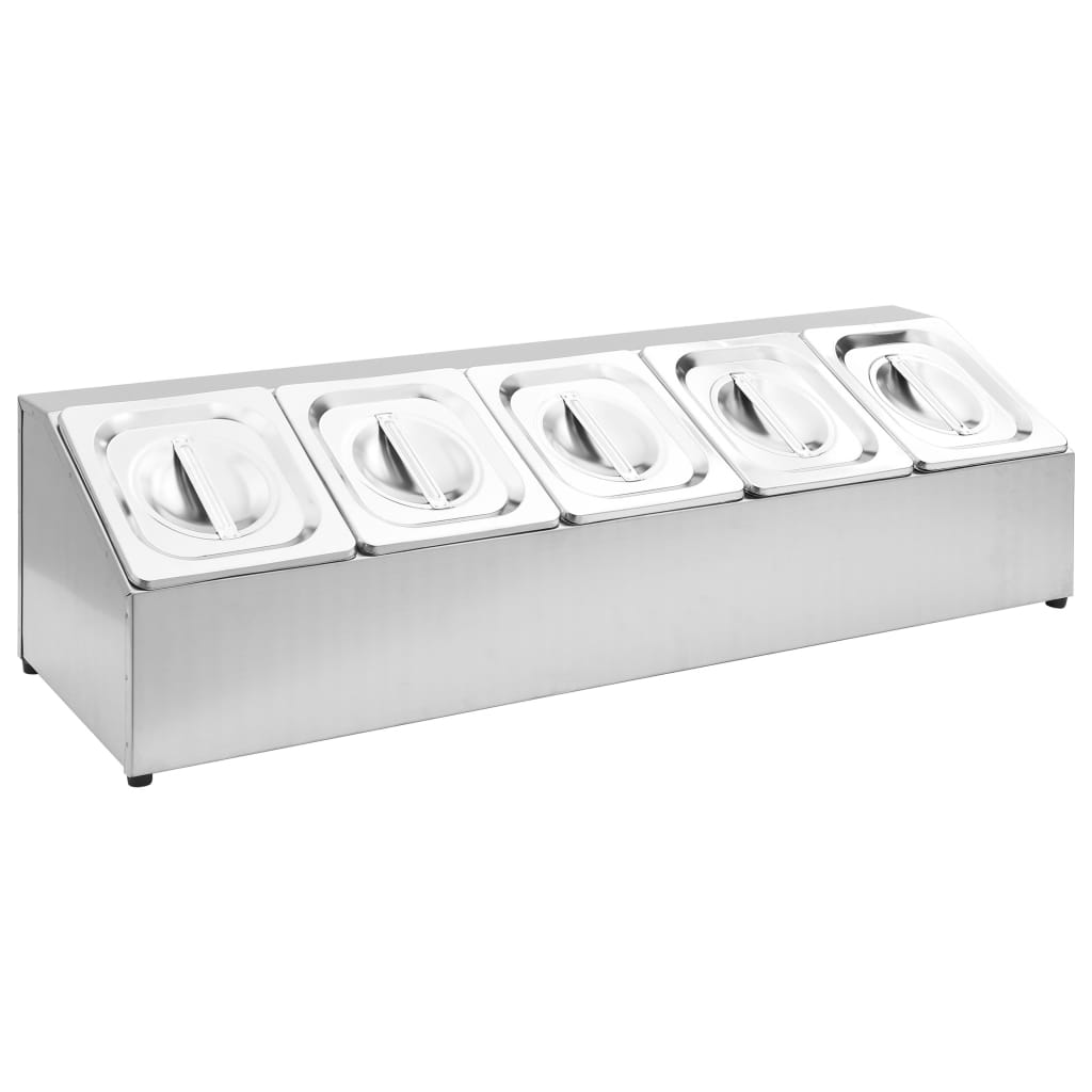 GN-beholder med 5 GN 1/6 beholdere rustfritt stål
