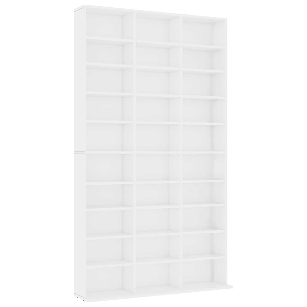 CD-hylle hvit 102x23x177,5 cm konstruert tre