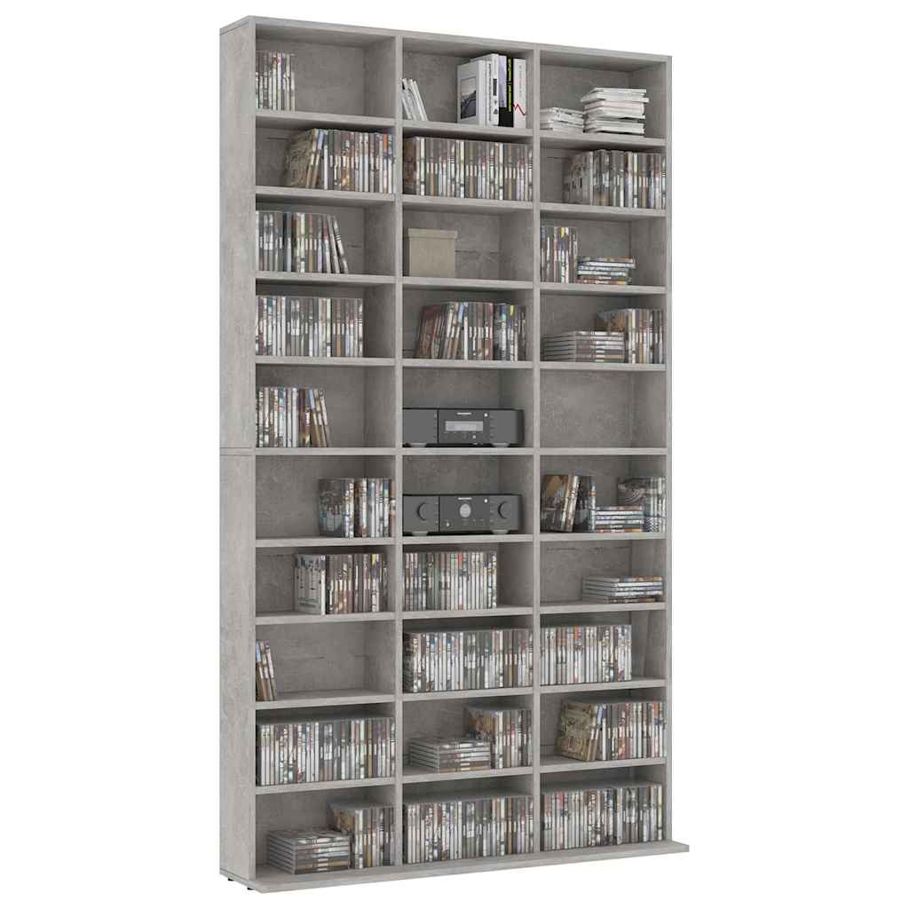 CD-hylle betonggrå 102x16x177,5 cm konstruert tre