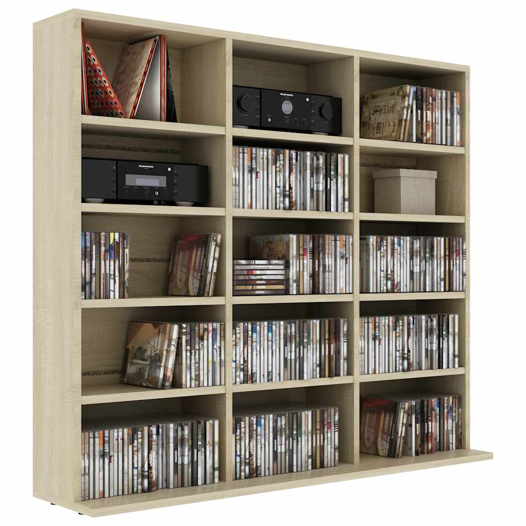 CD-hylle sonoma eik 100x23x89,5 cm konstruert tre