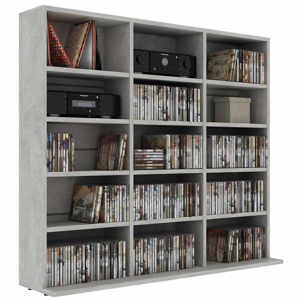 CD-hylle betonggrå 100x23x89,5 cm konstruert tre