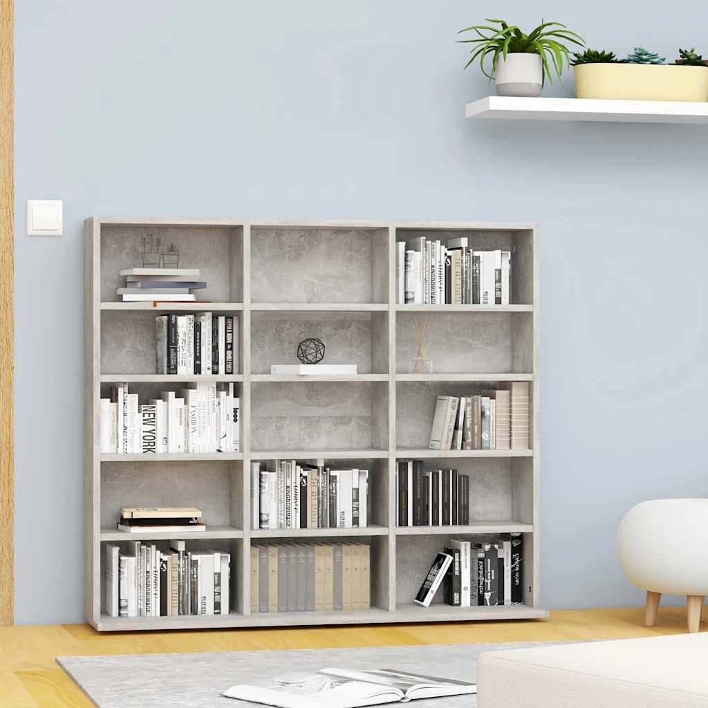 CD-hylle betonggrå 100x23x89,5 cm konstruert tre