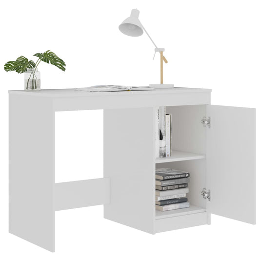 Skrivebord hvit 100x50x76 cm konstruert tre