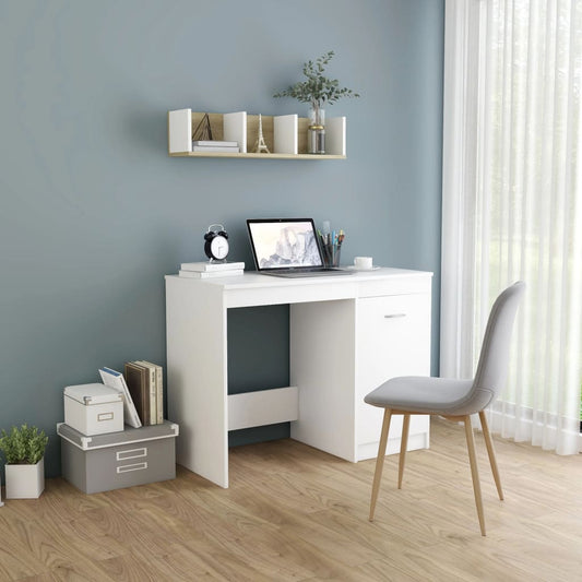 Skrivebord hvit 100x50x76 cm konstruert tre