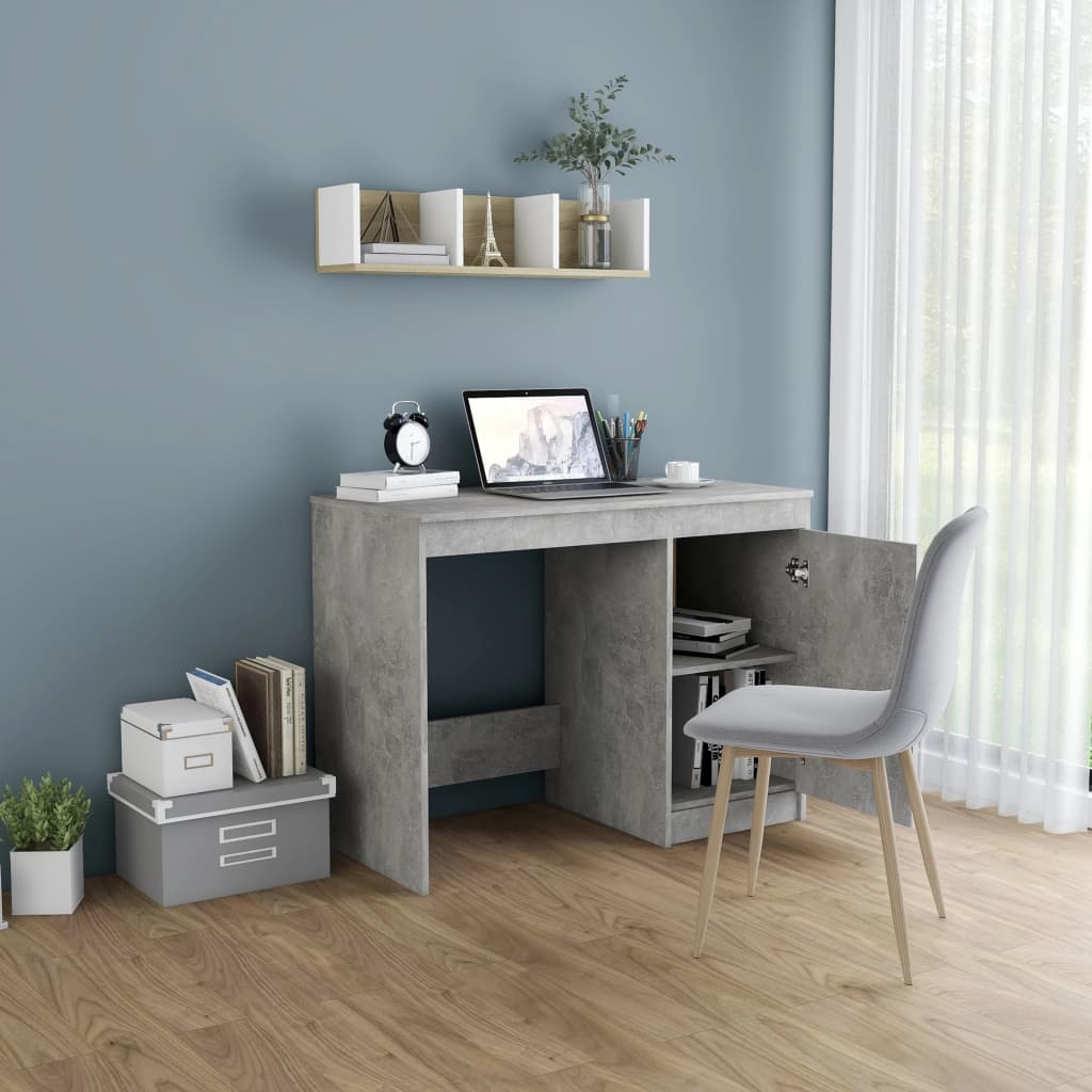 Skrivebord betonggrå 100x50x76 cm konstruert tre