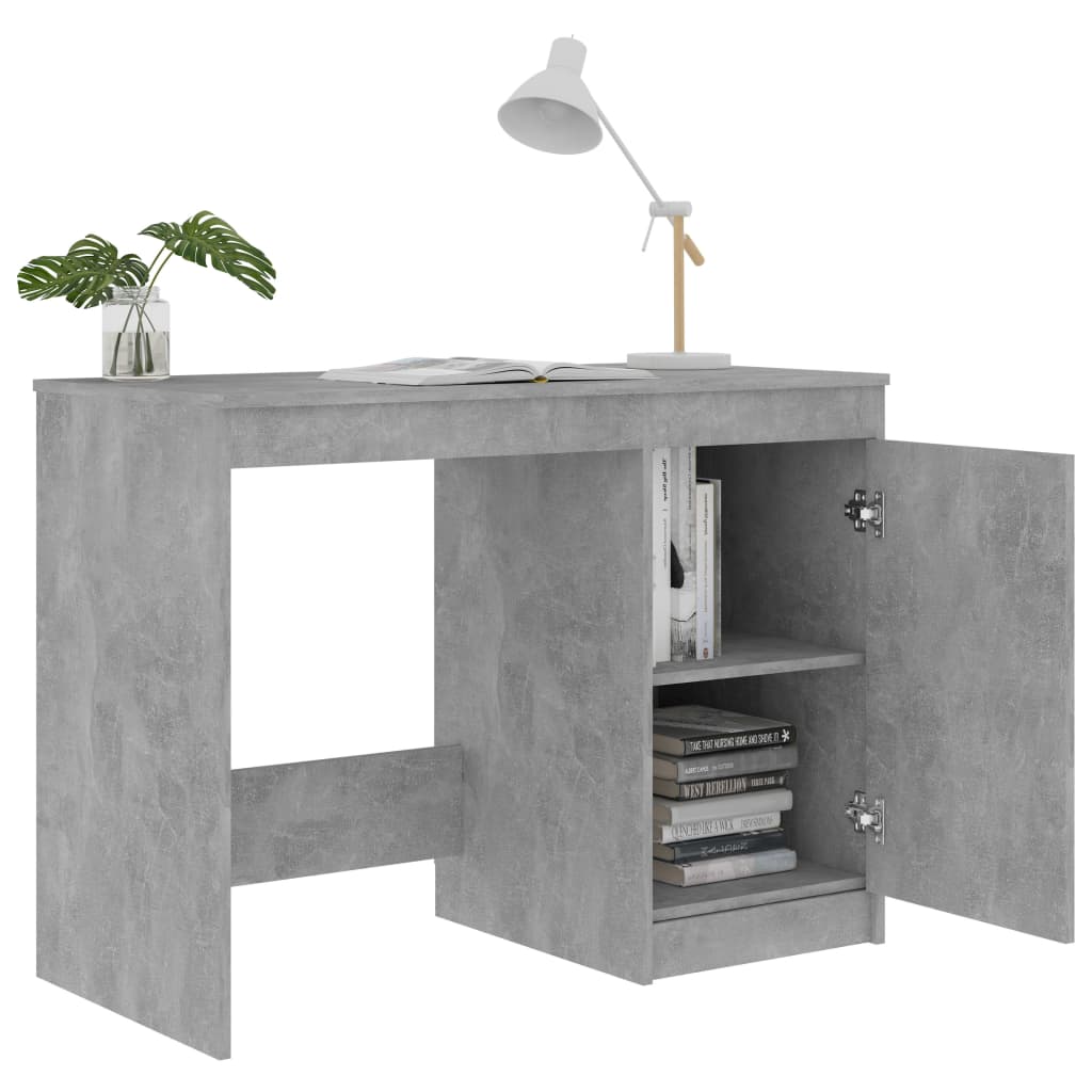 Skrivebord betonggrå 100x50x76 cm konstruert tre