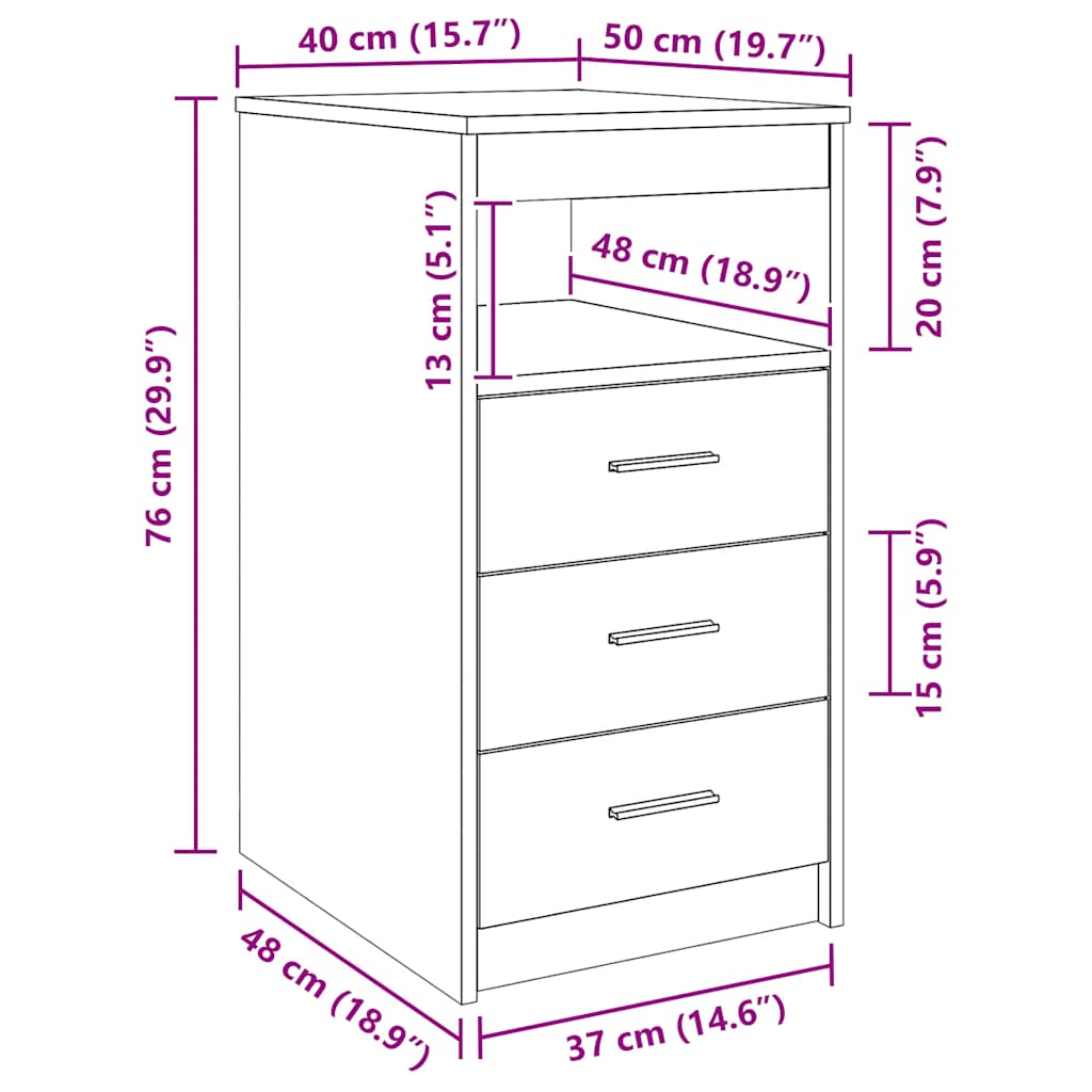 Kommode betonggrå 40x50x76 cm konstruert tre
