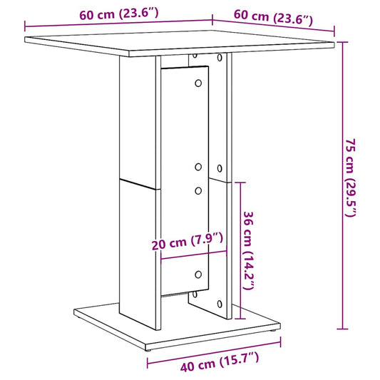 Bistrobord sonoma eik 60x60x75 cm konstruert tre
