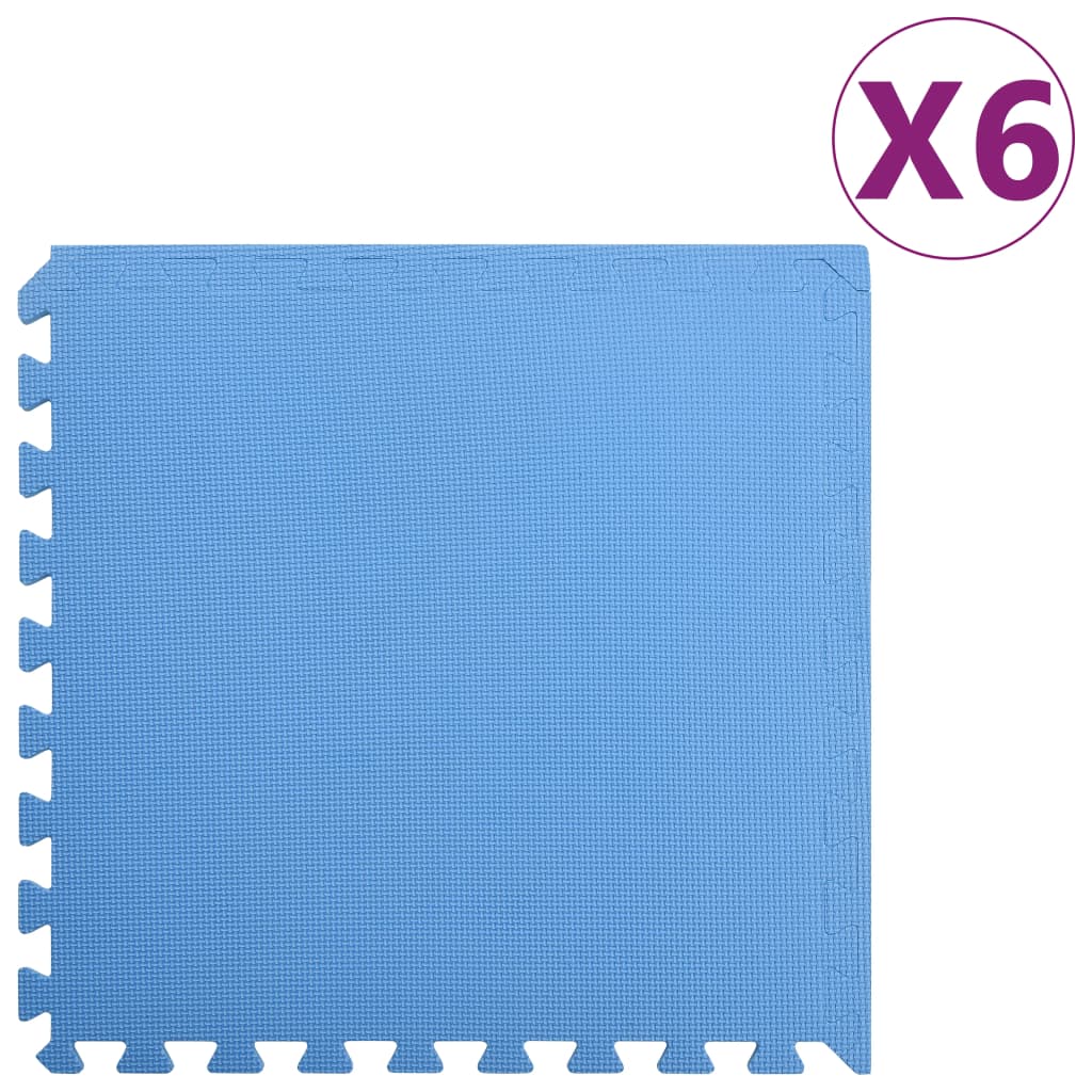 Gulvmatter 6 stk 2,16 ㎡ EVA-skum blå