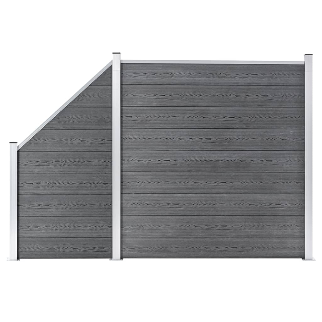Gjerdesett WPC 1 firkantet + 1 slisset 273x186 cm grå