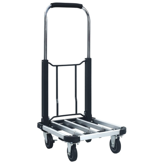Sammenleggbar transportvogn 150 kg aluminium sølv