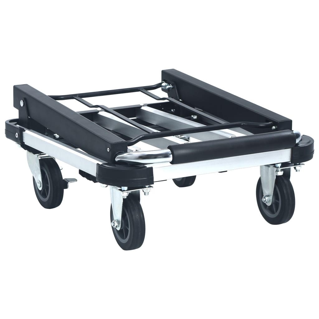 Sammenleggbar transportvogn 150 kg aluminium sølv
