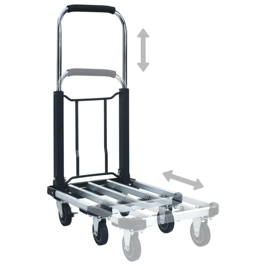 Sammenleggbar transportvogn 150 kg aluminium sølv