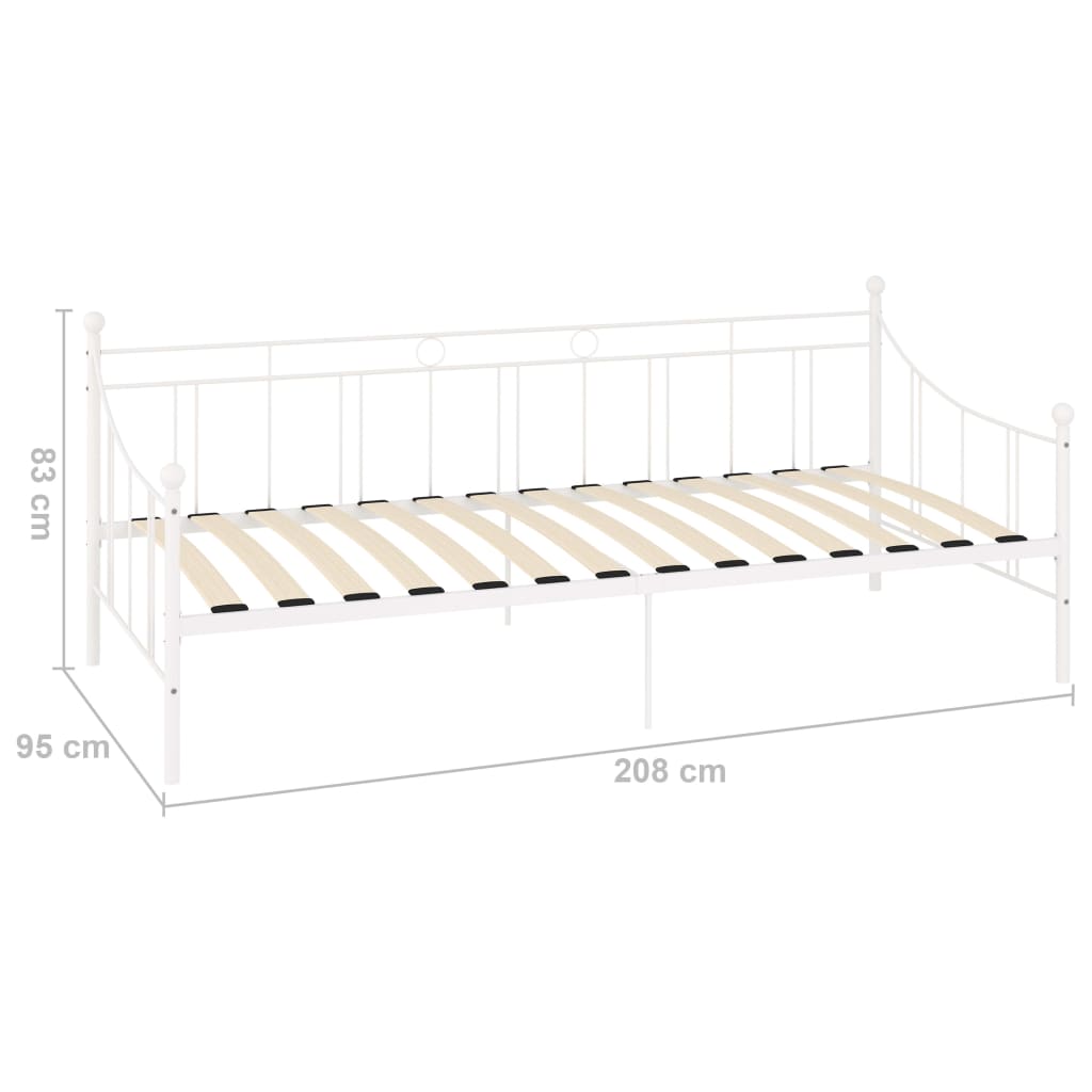 Ramme til dagseng hvit metall 90x200 cm
