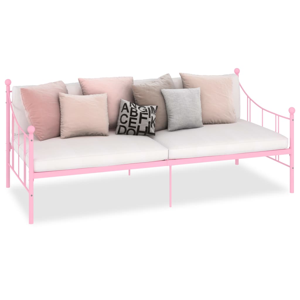 Ramme til dagseng rosa metall 90x200 cm