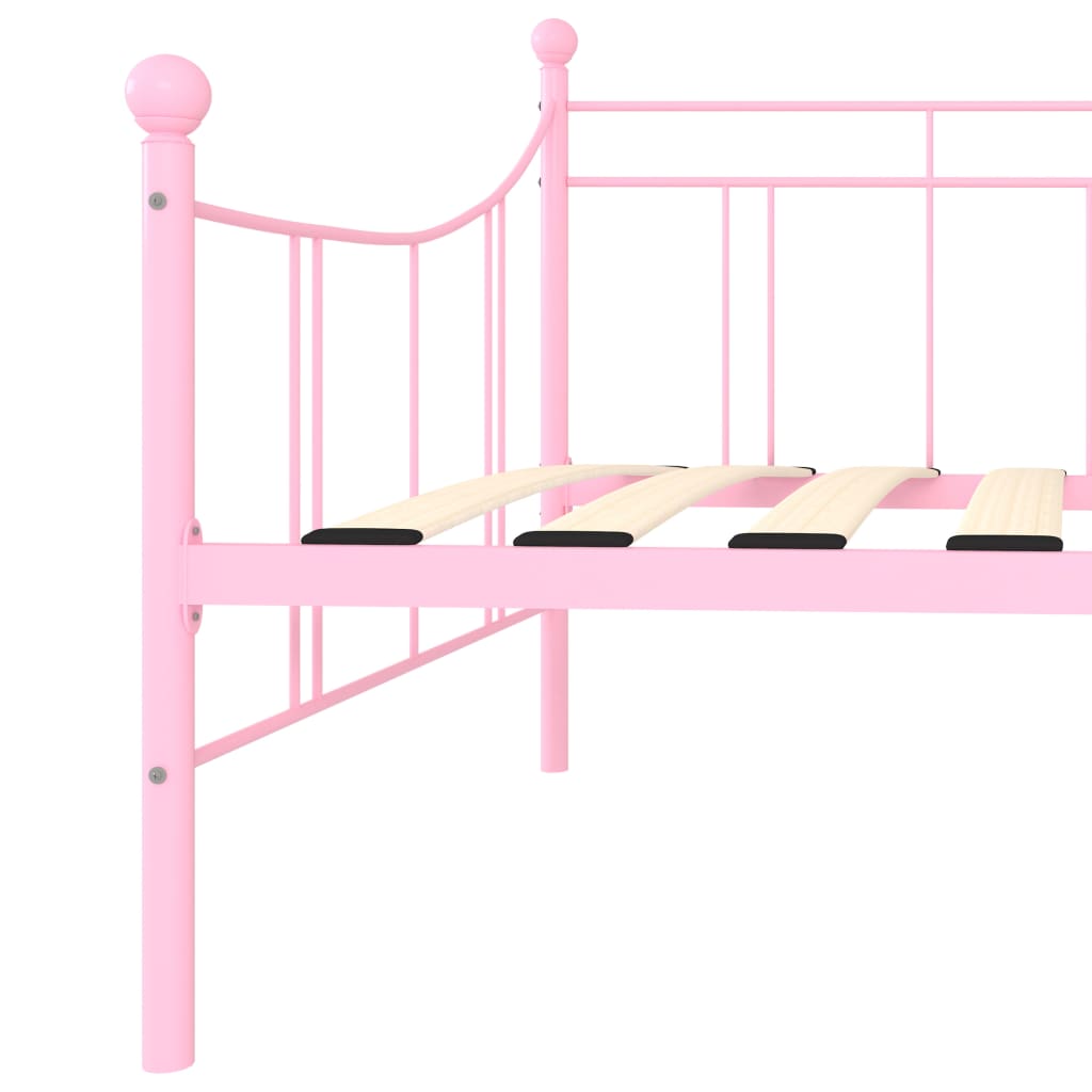 Ramme til dagseng rosa metall 90x200 cm