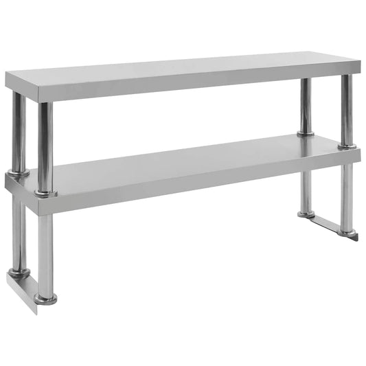 Arbeidsbord for kjøkken overhylle 120x60x150 cm rustfritt stål