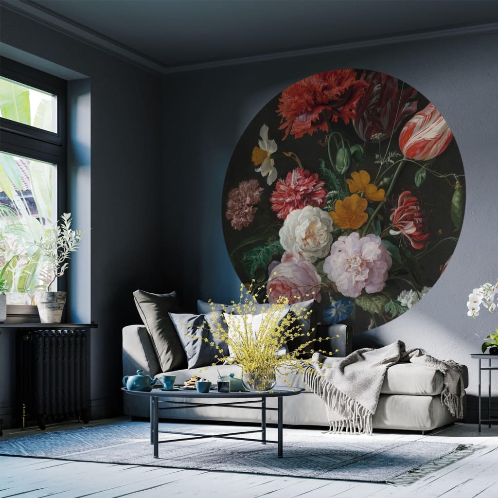 WallArt Tapetsirkel Golden Age Flowers 190 cm