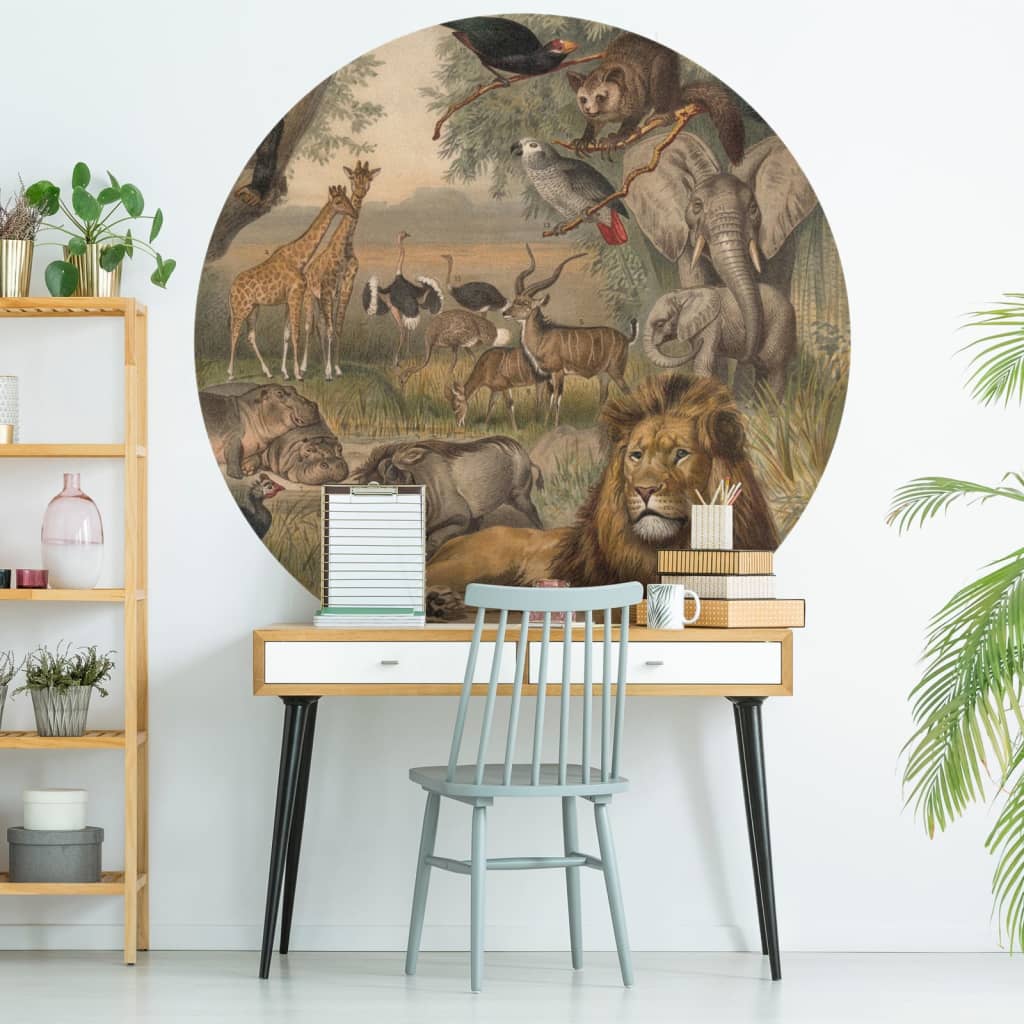 WallArt Tapetsirkel Animals of Africa 142,5 cm