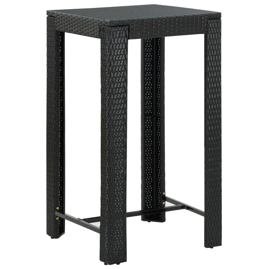 Utendørs barbord svart 60,5x60,5x110,5 cm polyrotting