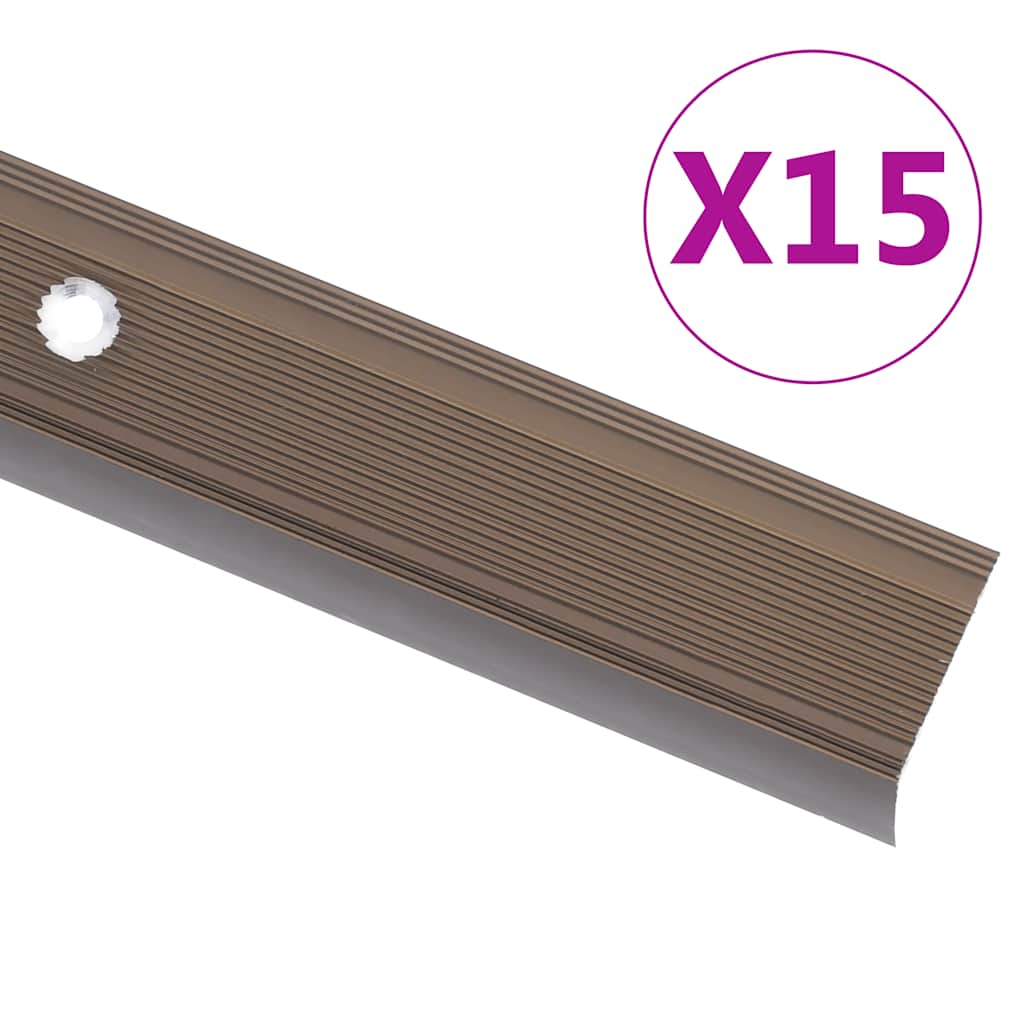 Trappeneser L-form 15 stk aluminium 90 cm brun vidaXL