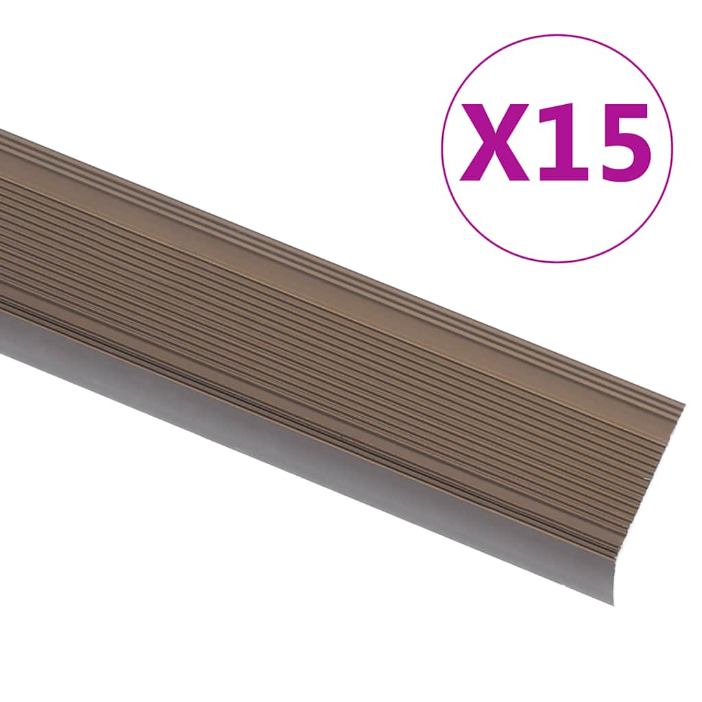 Trappeneser L-form 15 stk aluminium 90 cm brun vidaXL