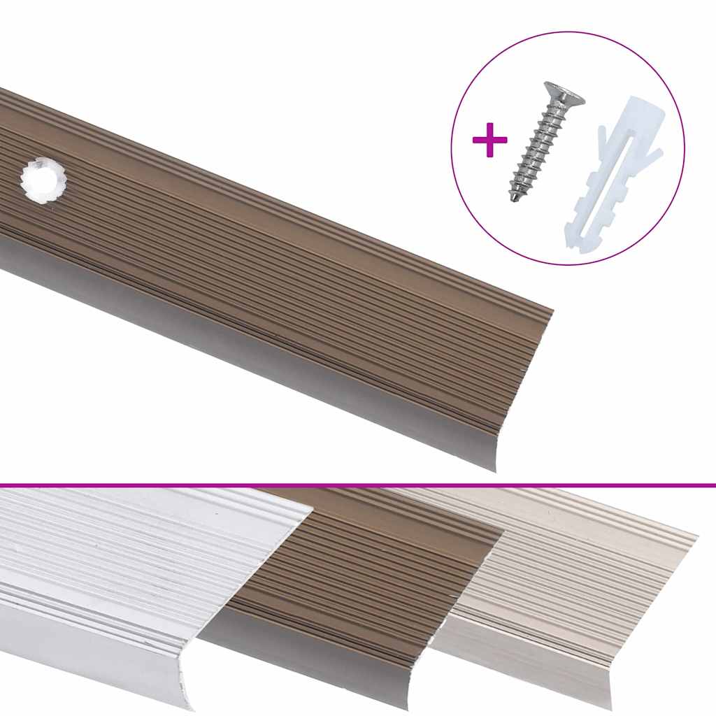 Trappeneser L-form 5 stk aluminium 90 cm brun vidaXL
