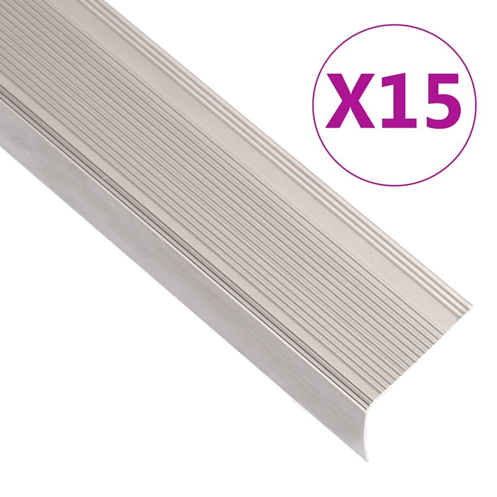 Trappeneser L-form 15 stk aluminium 90 cm champagne vidaXL