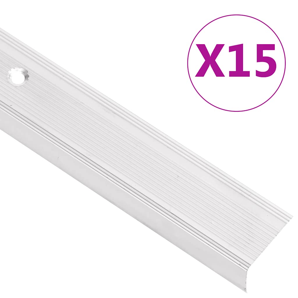 Trappeneser L-form 15 stk aluminium 100 cm sølv vidaXL