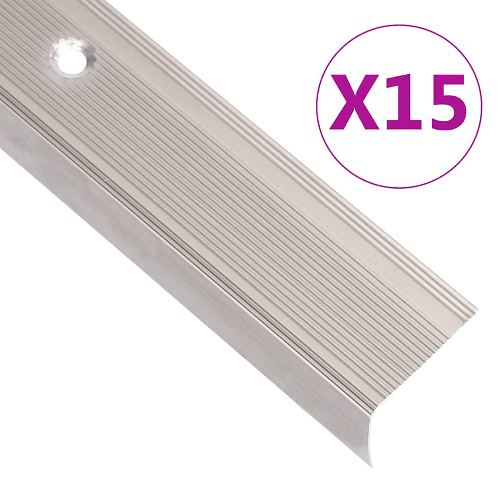 Trappeneser L-form 15 stk aluminium 100 cm champagne vidaXL