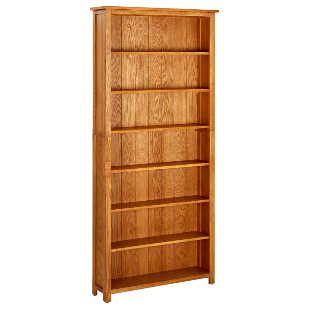 Bokhylle 7 etasjer 90x22,5x200 cm heltre eik