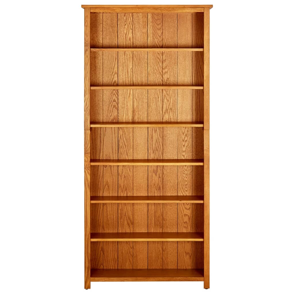 Bokhylle 7 etasjer 90x22,5x200 cm heltre eik