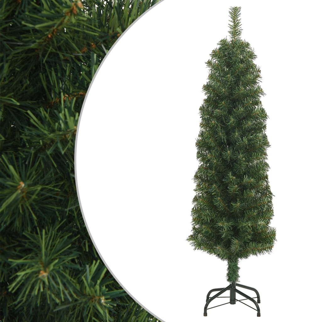 Slankt kunstig juletre med stativ grønn 150 cm PVC