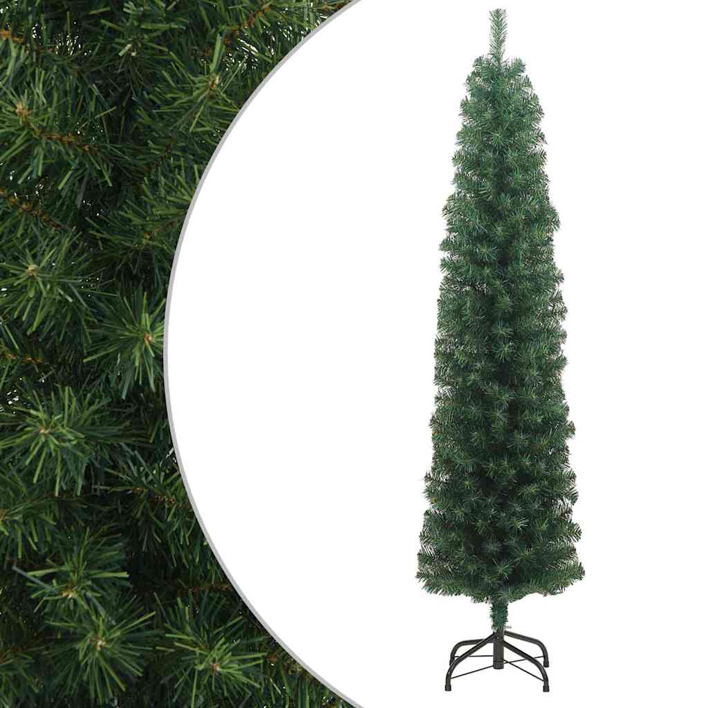 Slankt kunstig juletre med stativ grønn 180 cm PVC