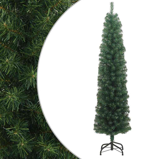 Slankt kunstig juletre med stativ grønn 180 cm PVC