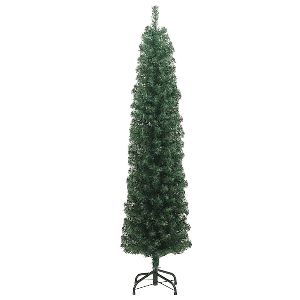 Slankt kunstig juletre med stativ grønn 210 cm PVC