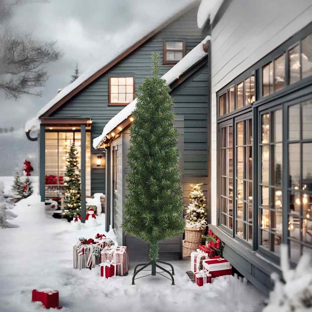 Slankt kunstig juletre med stativ grønn 240 cm PVC vidaXL