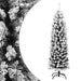 Slankt kunstig juletre med flokket snø grønn 150 cm PVC